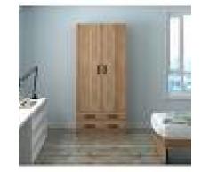 Arredo Interno Armadio 210 cm in legno Noce Country con due ante e due cassetti Noce