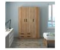 Arredo Interno Armadio 210 cm in legno Noce Country con tre ante e due cassetti Noce