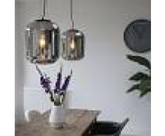 QAZQA Set 2 lampade a sospensione BLISS nera con vetro affumicato nero