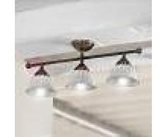 Ceramiche Borso Loggia Plafoniera A Soffitto 3 Luci Ottone E Ceramica Rustico Country