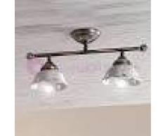 Ceramiche Borso Riparbella Plafoniera A 2 Luci In Ceramica E Ottone Rustico Country