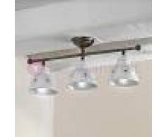 Ceramiche Borso Masseria Plafoniera A Soffitto 3 Luci Ottone E Ceramica Rustico Country