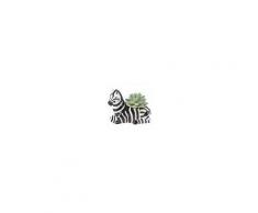 Maisons du Monde Pianta grassa artificiale e portavaso zebra in ceramica, 11 cm