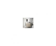 Bagno Mobile sospeso 70 cm in legno marrone Caledonia con lavabo in porcellana Con Doppia colonna, Specchio e Lampada Led