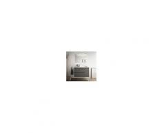 Bagno Mobile sospeso 85 cm in legno grigio opaco con lavabo in porcellana Con specchio e lampada LED