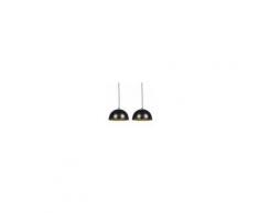 QAZQA Set 2 lampade a sospensione MAGNA 30 nera con interiore dorato