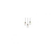 QAZQA Set 3 lampade a sospensione vintage dorata e vetro trasparente - MASONS