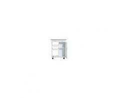 Homcom Carrello da Cucina con Cassetti e 2 Cesti in Legno di Pino, Bianco, 70x37x85cm