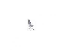 Vinsetto Sedia da Ufficio dal Design Ergonomico con Schienale Alto e Tessuto in Lino Bianco e Grigio