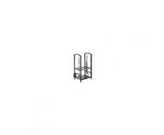 Outsunny Portalegna con Set Attrezzi per il Camino in Acciaio Nero 40 x 30 x 74.5cm