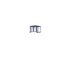 Outsunny Gazebo Esagonale da giardino Struttura in Ferro con 6 Zanzariere, Blu/Bianco,195x250x197cm