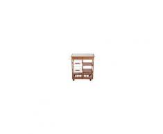 Homcom Carrello da Cucina Multiuso in Legno di Pino con 4 Ruote e Cassetti 74x37x75cm, Marrone Chiaro