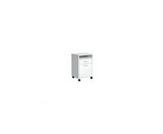 Homcom Cassettiera Portadocumenti da Ufficio in Legno con 2 Cassetti e Ruote, Bianco, 40x35x60cm