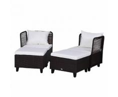 Set Salotto Da Giardino In Rattan Sintetico Divano E Tavolino Marrone Miozzi