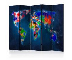 Paravento 5 Pannelli - Colorful Map 225x172cm Erroi