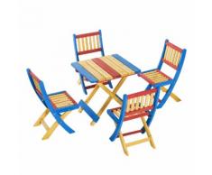 Set Tavolino E 4 Sedie Pieghevoli Da Giardino Per Bambini In Legno Di Abete Colorato Miozzi