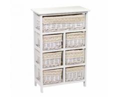 Cassettiera In Legno E Vimini 7 Cassetti 50x25h76,6cm Adami Orietta Bianca