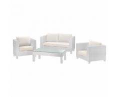Set Da Giardino Divano 2 Poltrone E Tavolino In Polyrattan Adami Adila Cubo Bianco