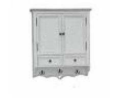 Milani Home Armadio pensile con appendiabiti in legno di paulownia shabby chic 45 x 34 x 66