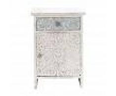 Maisons du Monde Comodino indiano bianco scolpito in massello di mango L 42 cm Namaste