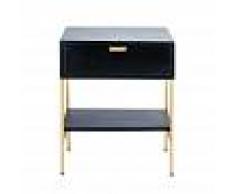 Maisons du Monde Comodino con 1 cassetto in legno massello di acacia nero e metallo dorato Jagger