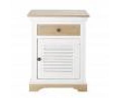 Maisons du Monde Comodino ad 1 anta e 1 cassetto in legno massello di mango bianco Cezembre