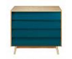 Maisons du Monde Cassettone vintage 4 cassetti blu petrolio Fjord
