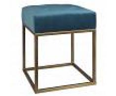 Maisons du Monde Sgabello imbottito blu pavone gambe in metallo dorato
