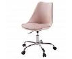 Maisons du Monde Sedia da ufficio con ruote rosa Bristol