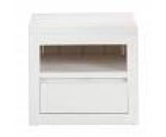 Maisons du Monde Comodino bianco in massello di legno con cassetto L 40 cm White