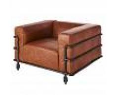 Maisons du Monde Poltrona industriale con ruote in pelle effetto anticato Fabric