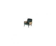 Maisons du Monde Poltrona verde in velluto con rattan intrecciato Ambre