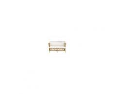 Maisons du Monde Divano 2/3 posti in cotone bianco e rattan Lindo