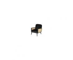 Maisons du Monde Poltrona in velluto nero e rattan intrecciato Ambre