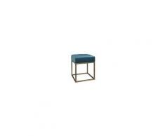 Maisons du Monde Sgabello imbottito blu pavone gambe in metallo dorato