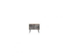 Maisons du Monde Credenza a 2 ante in legno massello di abete e metallo grigio con stampa palme Santa Cruz