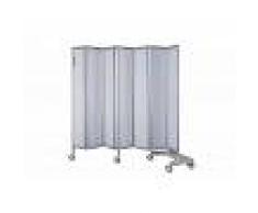 Vincal Paravento mobile rigido con carrello a 5 sezioni, H 1,65 cm, colore bianco