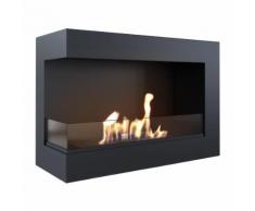 Camino A Bioetanolo Da Incasso 70x48x28cm Flig Tampa Nero Con Vetro Angolo A Sinistra