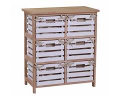 Cassettiera 6 Cassetti In Legno 58x30x66cm Adami Arianna Naturale E Bianca