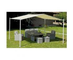 Gazebo Da Giardino In Ferro 3,5x4m Vorghini Milano Bianco E Ecrù
