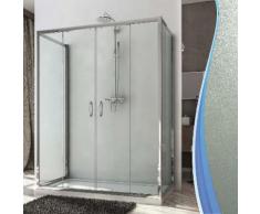 Box Doccia 3 Lati 80x130x80 Cm 2 Ante Scorrevoli In Cristallo Opaco 6mm H185 Fosterberg Kolding Trio
