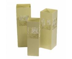 Set 3 Portaombrelli In Metallo 20x20h60cm Adami Geometrie 2 Crema