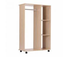 Mobile Appendiabiti 3 Ripiani 80x40x128 Cm Con Ruote Benzoni Colore Legno