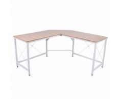 Scrivania Da Ufficio Grande Ad Angolo In Metallo E Mdf 150x150x76 Cm Benzoni Bianca