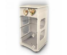 Carrello Multiuso Da Cucina In Legno 3 Ripiani Vezzani Shabby Rose Heart Beige