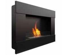 Camino A Bioetanolo Da Parete 90x65,2x19,8cm Con Vetro Flig Boston Nero