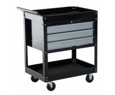 Carrello Porta Attrezzi Da Officina Professionale Cassettiera In Lamiera Nero 68x46x88 Cm Benzoni