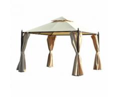Gazebo Da Giardino Impermeabile Con Pannelli Laterali Beige 3x3m Miozzi