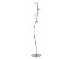 Piantana Metallo Cromo Paralumi Sferici Vetro Opale Lampada Moderna Led 2,5 Watt Luce Calda Ambiente I-jupiter/pt5
