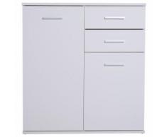 Mobiletto Cassettiera 2 Cassetti 2 Ante Con Ripiano Regolabile In Legno Bianco 71x35x76 Cm Benzoni